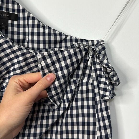 J. Crew Gingham One Shoulder Ruffle Top Size 6 - Picture 8 of 10